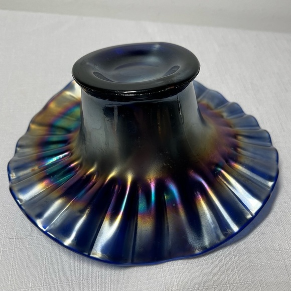 FENTON Carnival Glass "Peacock Tail" pattern bowl. Antique. Unique. Amazing! - Picture 3 of 5